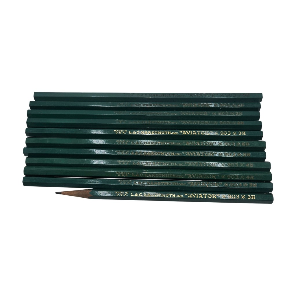 Vintage LC Hardtmuth Aviator 903‎ Pencils Lot USA Green Drawing Drafting Mixed